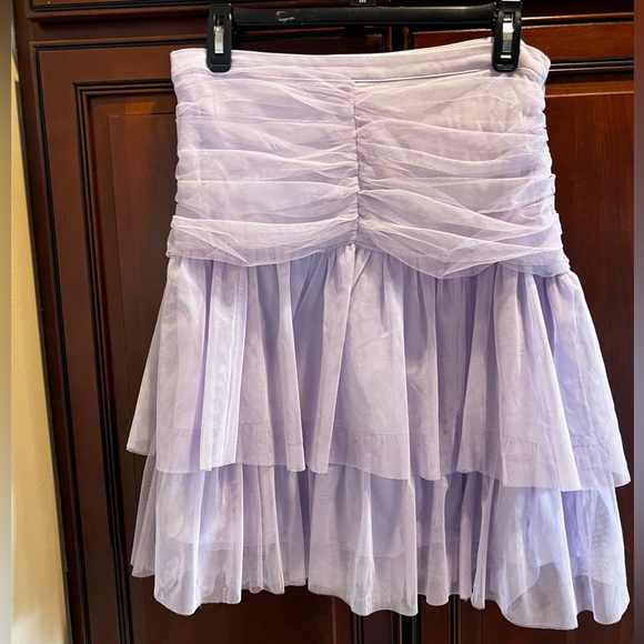 *NWT Maeve by Anthropologie Tiered Tulle Skirt Lilac Purple Ruched Zip Side - 10 - Picture 2 of 8